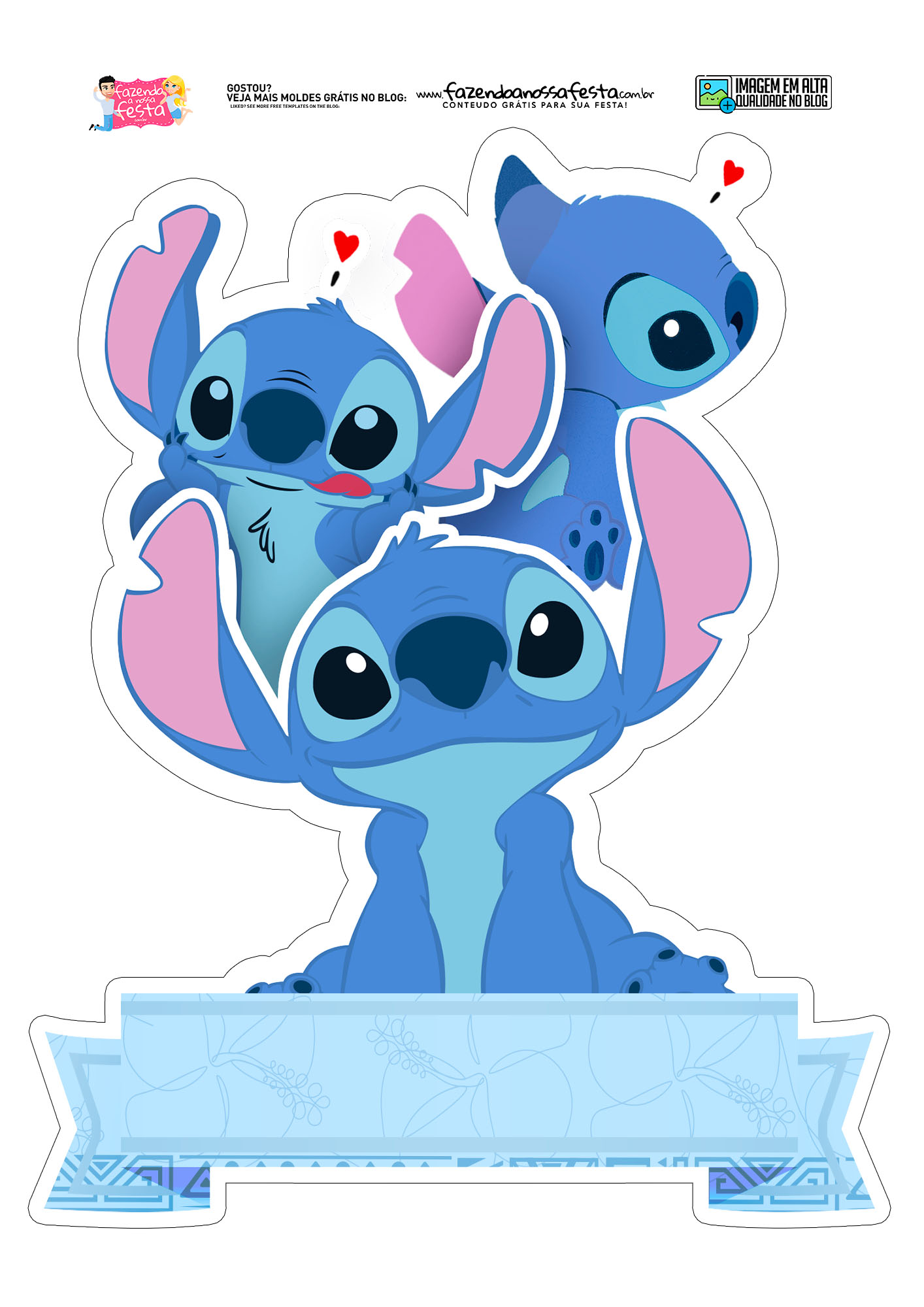 como montar topo de bolo stitch 3d passo a passo