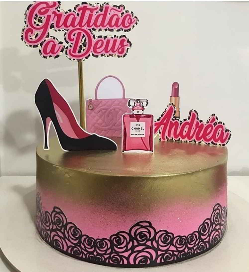 topo de bolo feminino com glitter