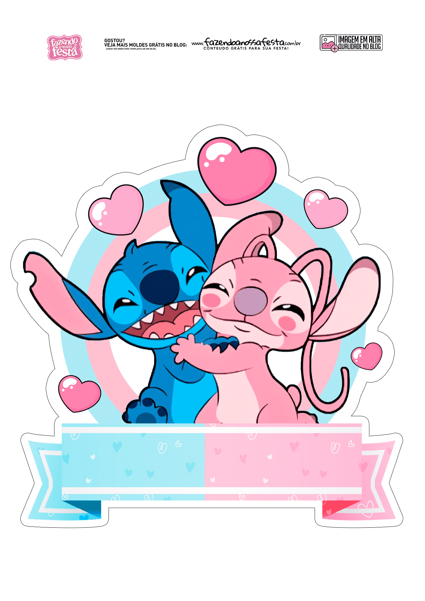 topo de bolo Lilo e Stitch grátis para imprimir