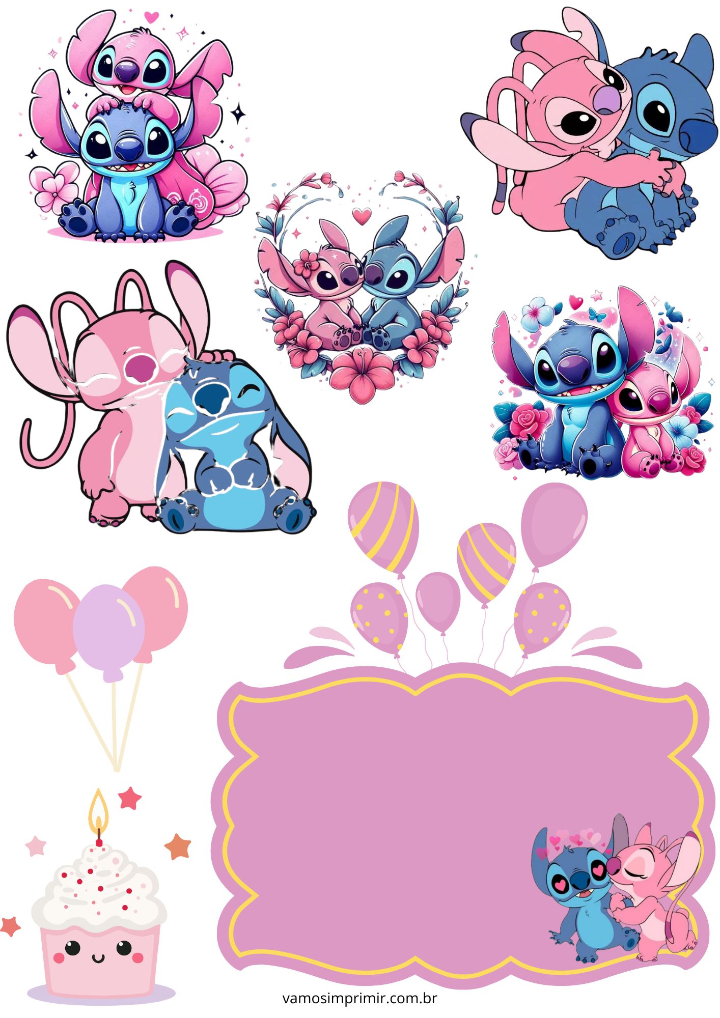 topo de bolo stitch e angel png