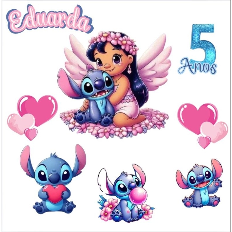 topo de bolo stitch e angel png