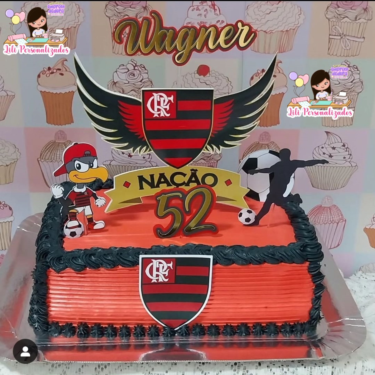 topo de bolo flamengo com nome