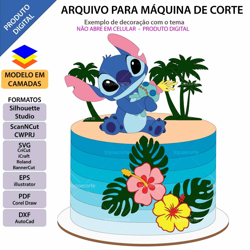 Topo de bolo Stitch para imprimir grátis