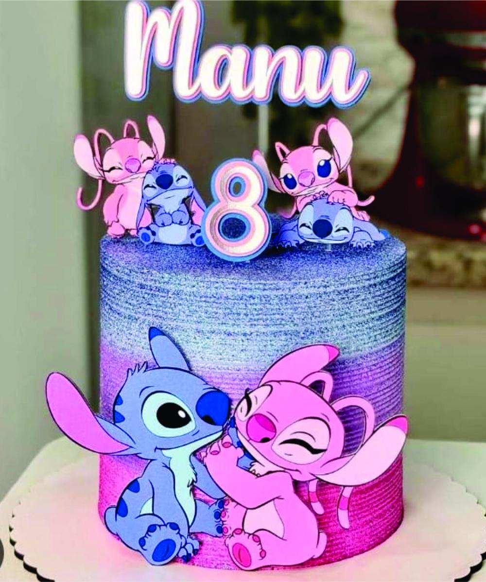 Topper de bolo Stitch personalizado com nome