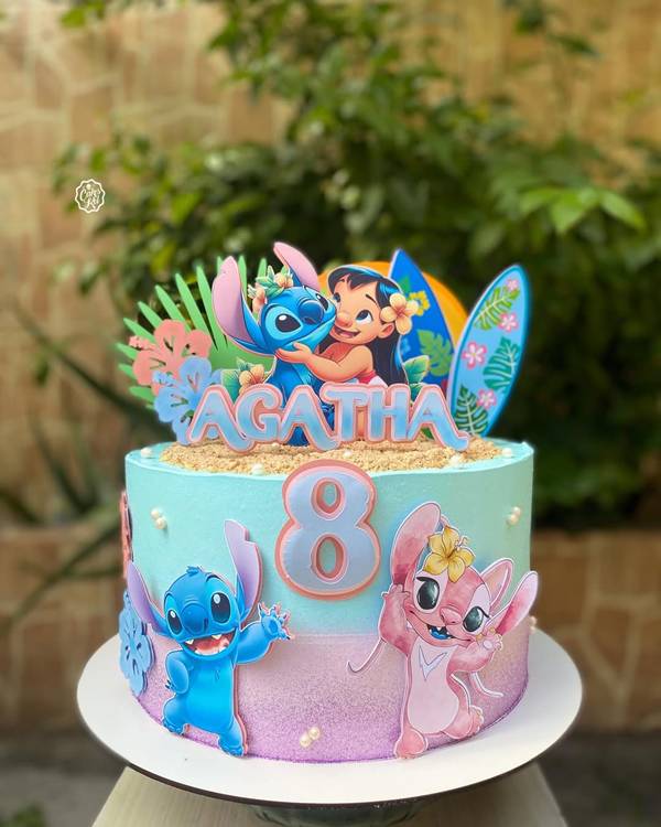 Topper de bolo Stitch personalizado com nome