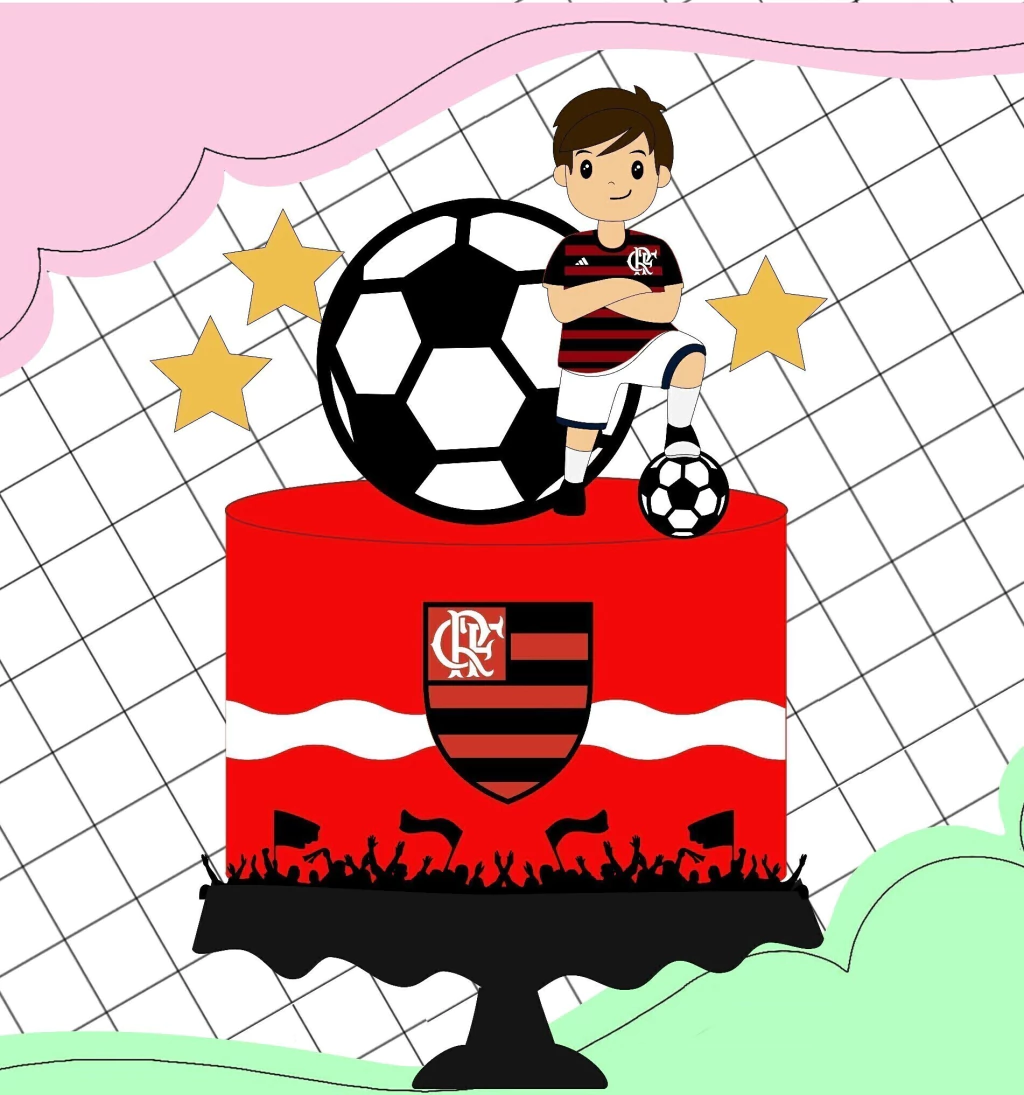 topo de bolo flamengo cute