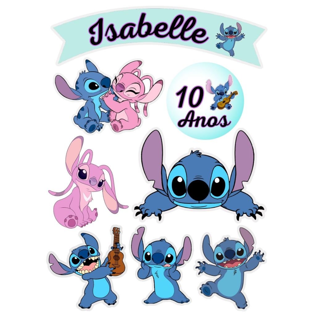 topo de bolo stitch com nome