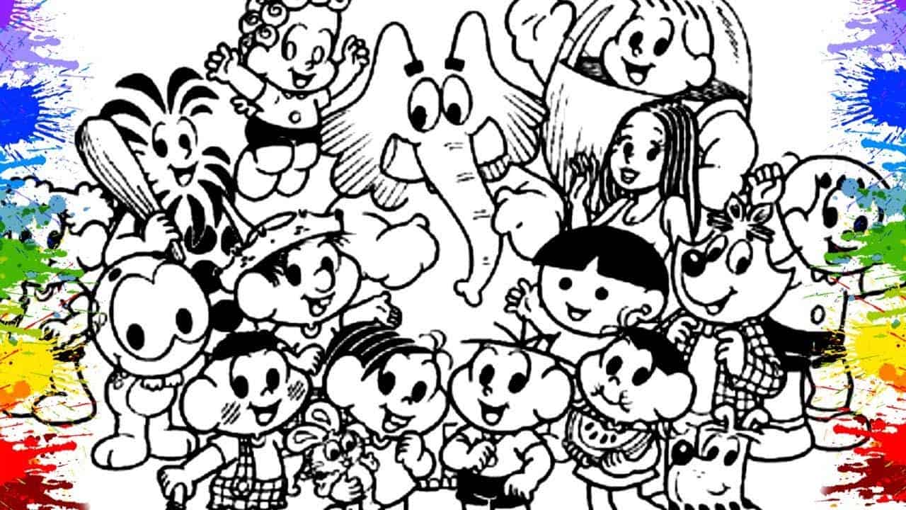turma da monica colorir
