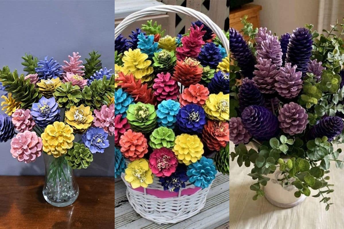 decoração rústica com pinhas