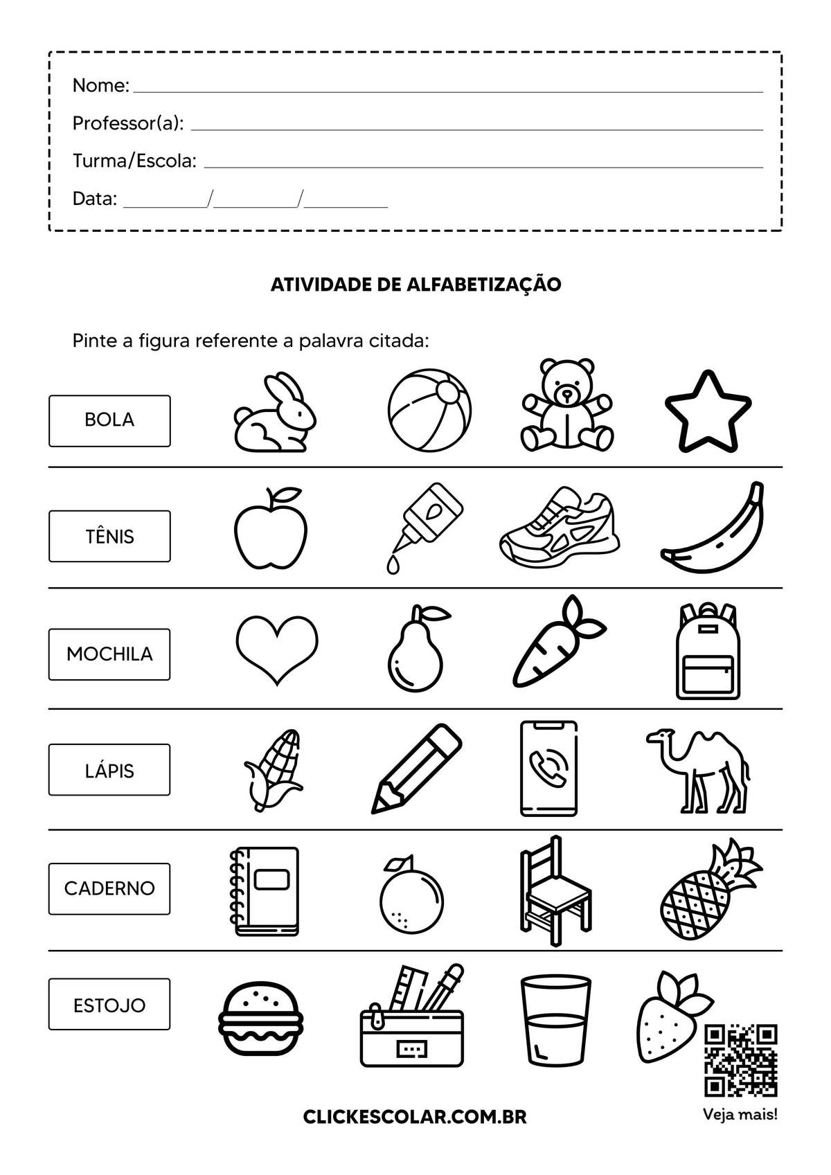 atividades de alfabetização para educação infantil