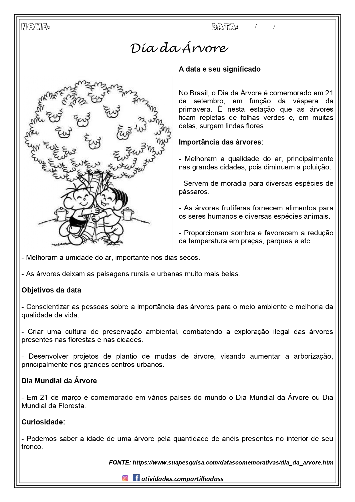 atividades dia da árvore 3 ano ensino fundamental
