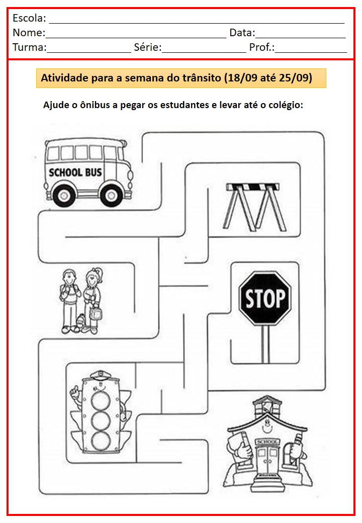 pedagogo atividades trânsito infantil