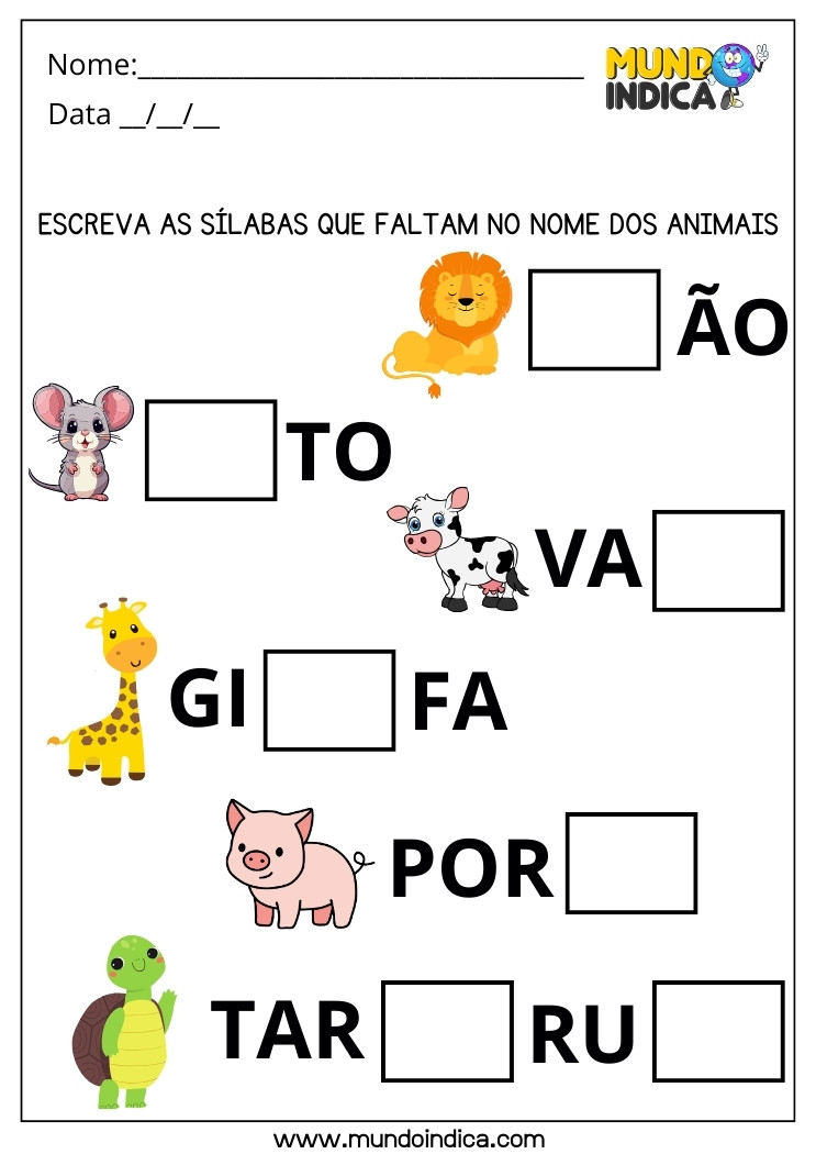 fichas de atividades para alfabetização prontas