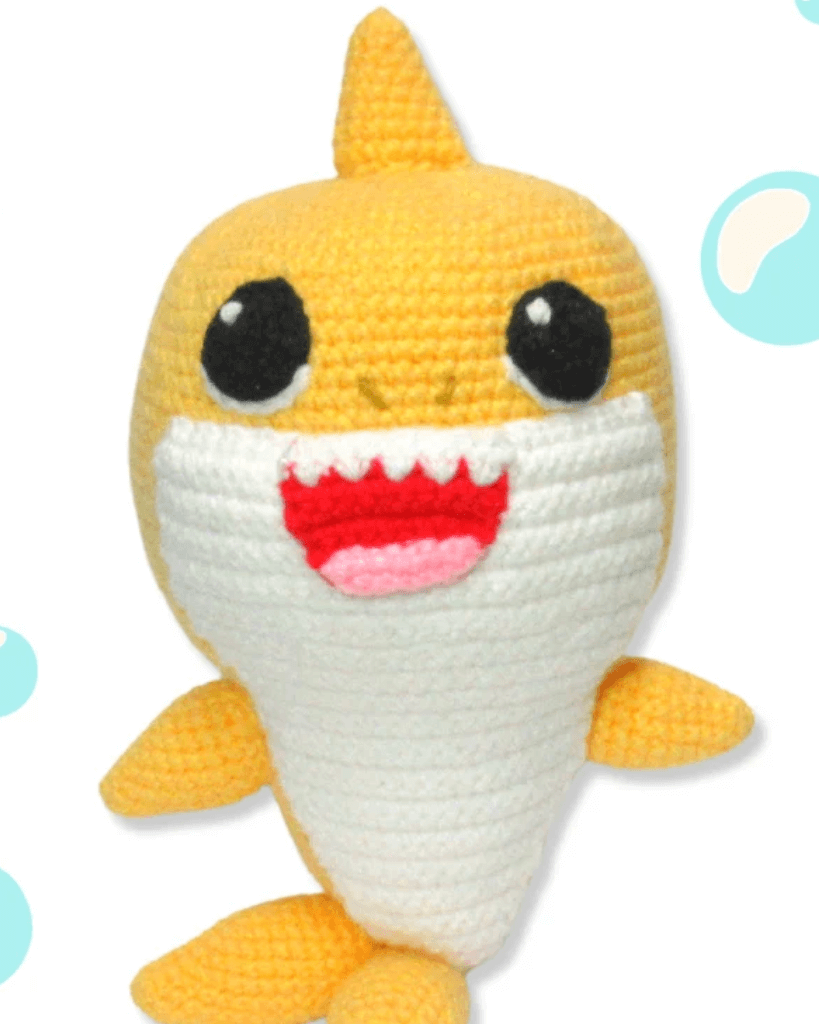como fazer baby shark de crochê