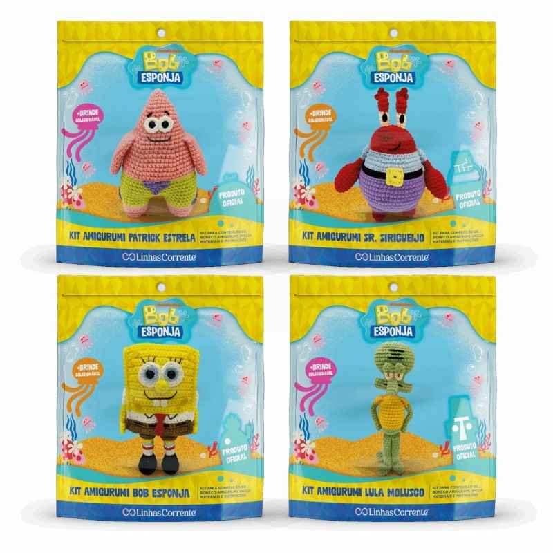 boneco Bob Esponja tricô