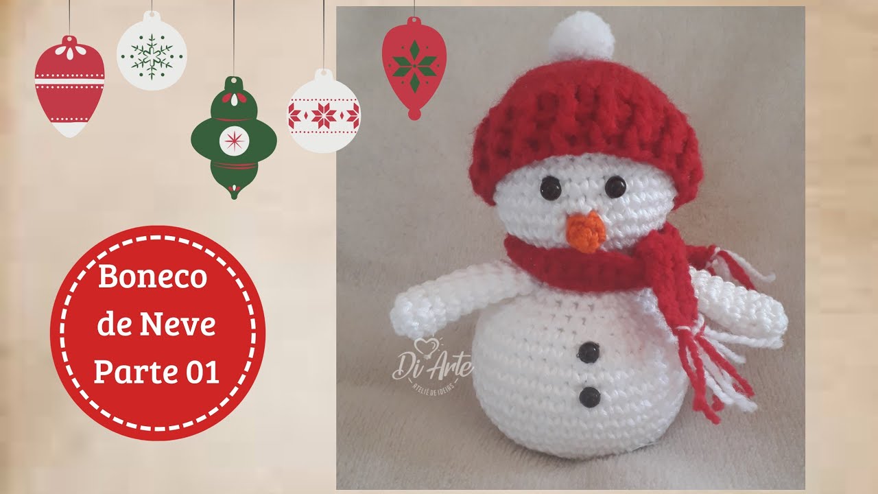 receita boneco de neve amigurumi
