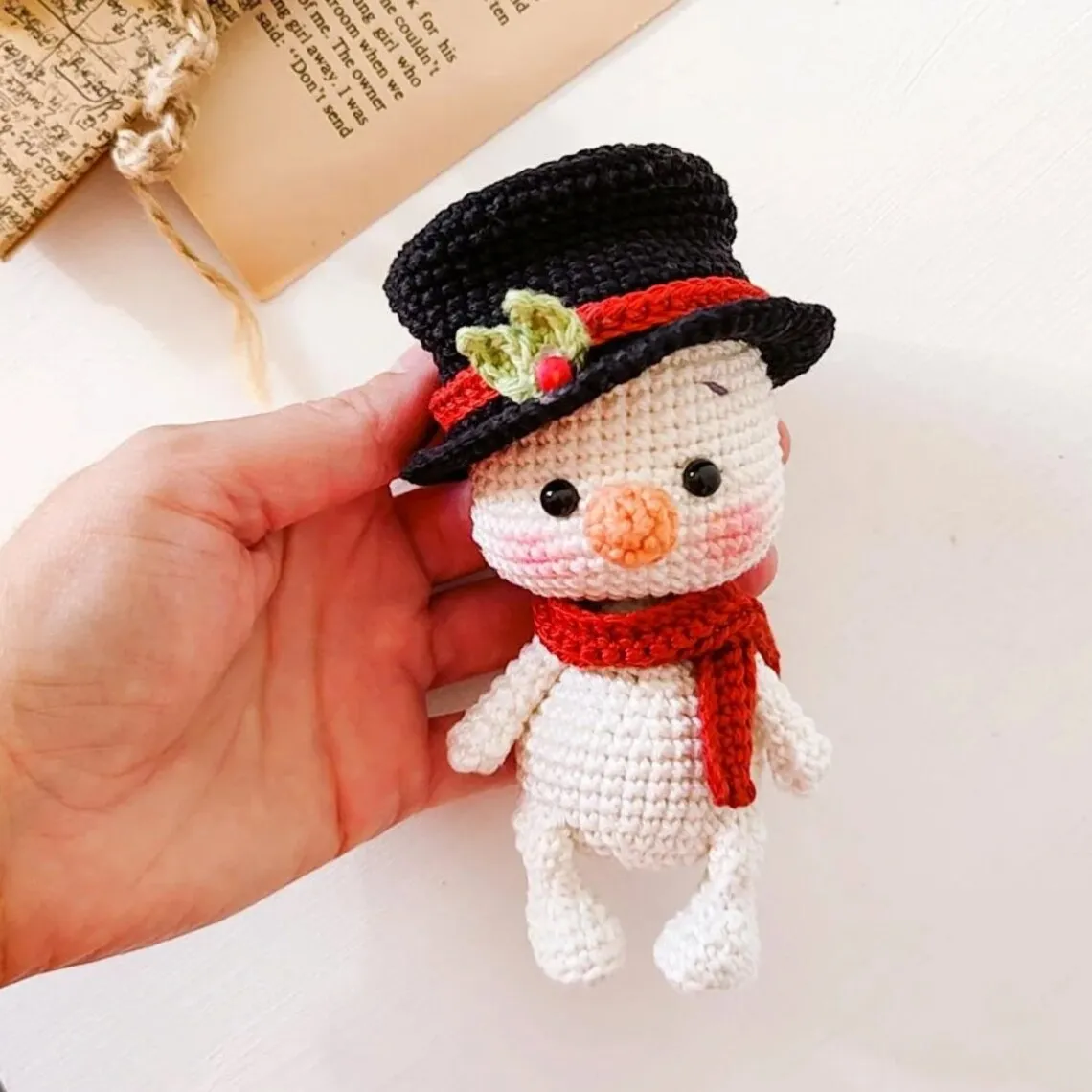 receita boneco de neve amigurumi