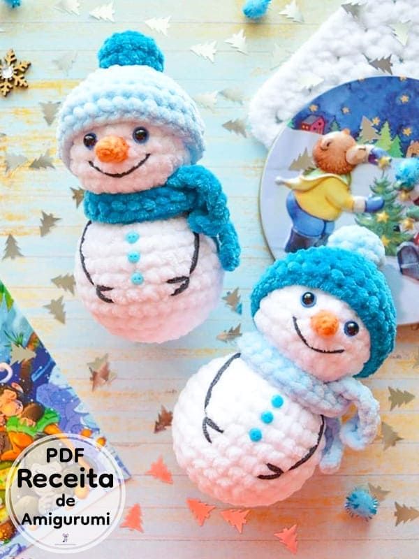 boneco de neve amigurumi passo a passo
