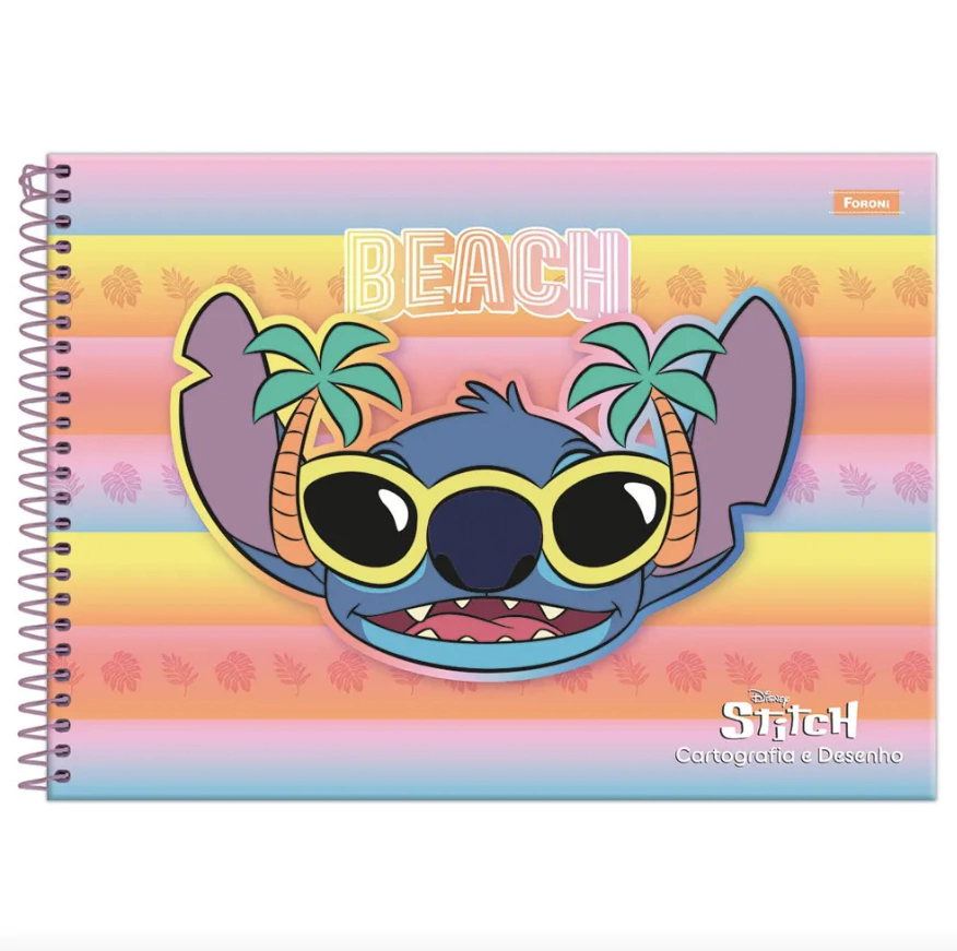 caderno Stitch com estampa listrada