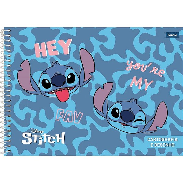 caderno Stitch com estampa listrada