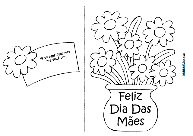 desenhos para colorir dia das mães cartões