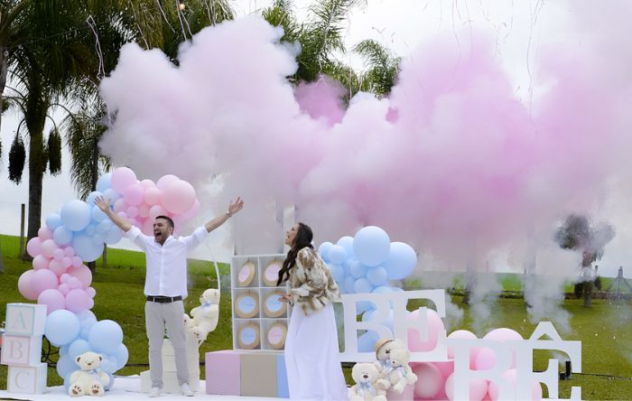 fumaça colorida chá revelação