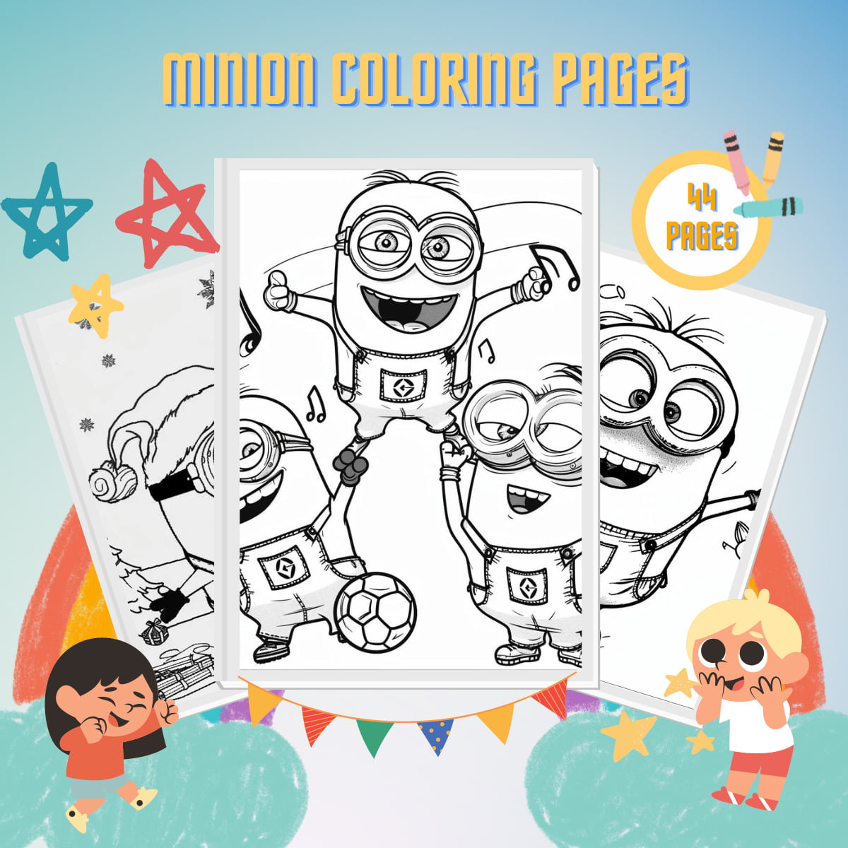 minions para imprimir e colorir grátis