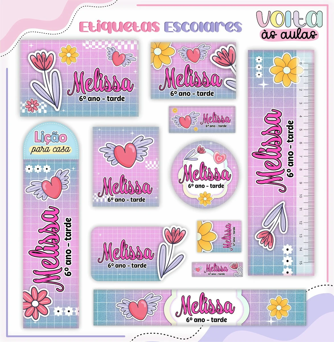 etiqueta escolar digital menina