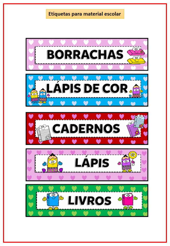 etiqueta para caderno menina