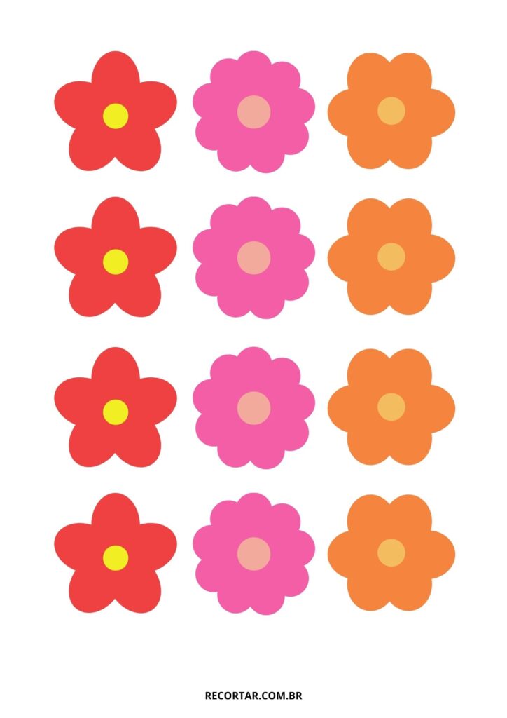 moldes de flores coloridas para artesanato