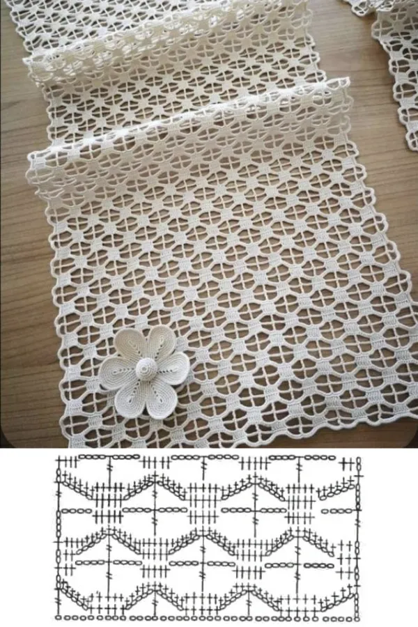 caminho de mesa de crochê com gráfico