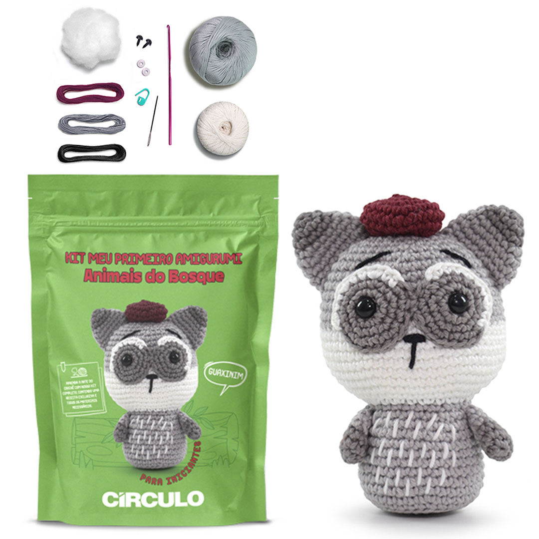 receita de guaxinim amigurumi