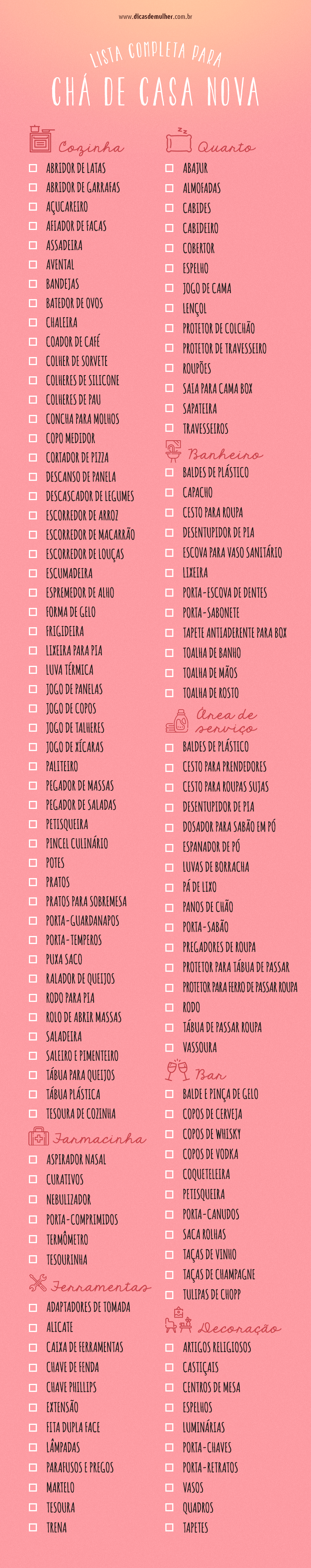 modelo de lista chá de cozinha