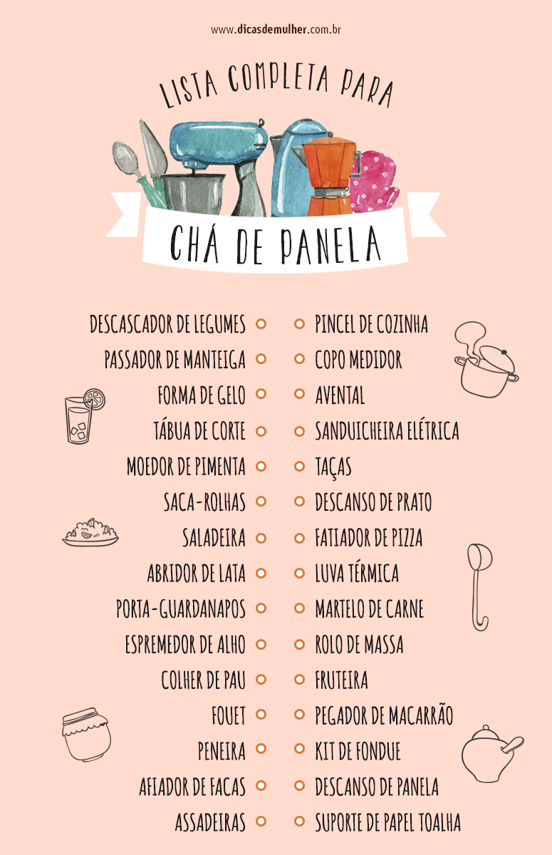 checklist chá de cozinha download