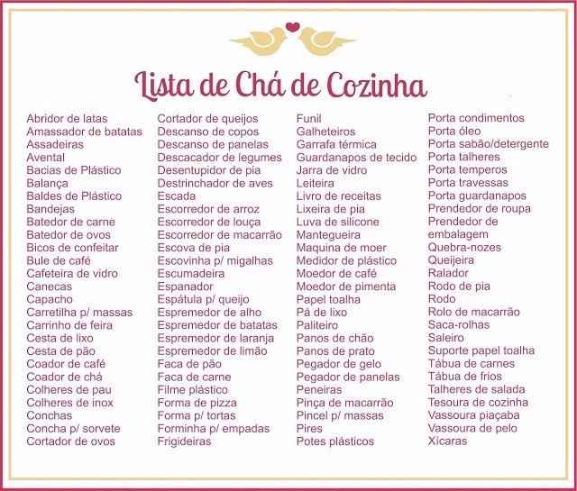 modelo lista chá de panela word