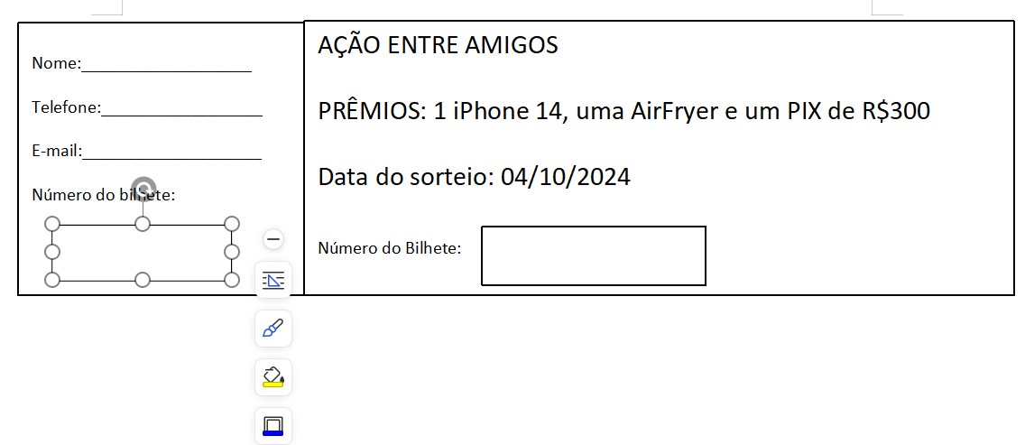 gerador de rifa word
