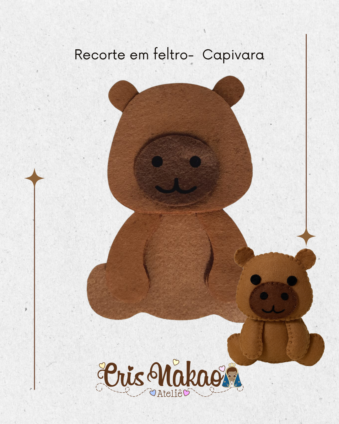 capivara em EVA molde grátis