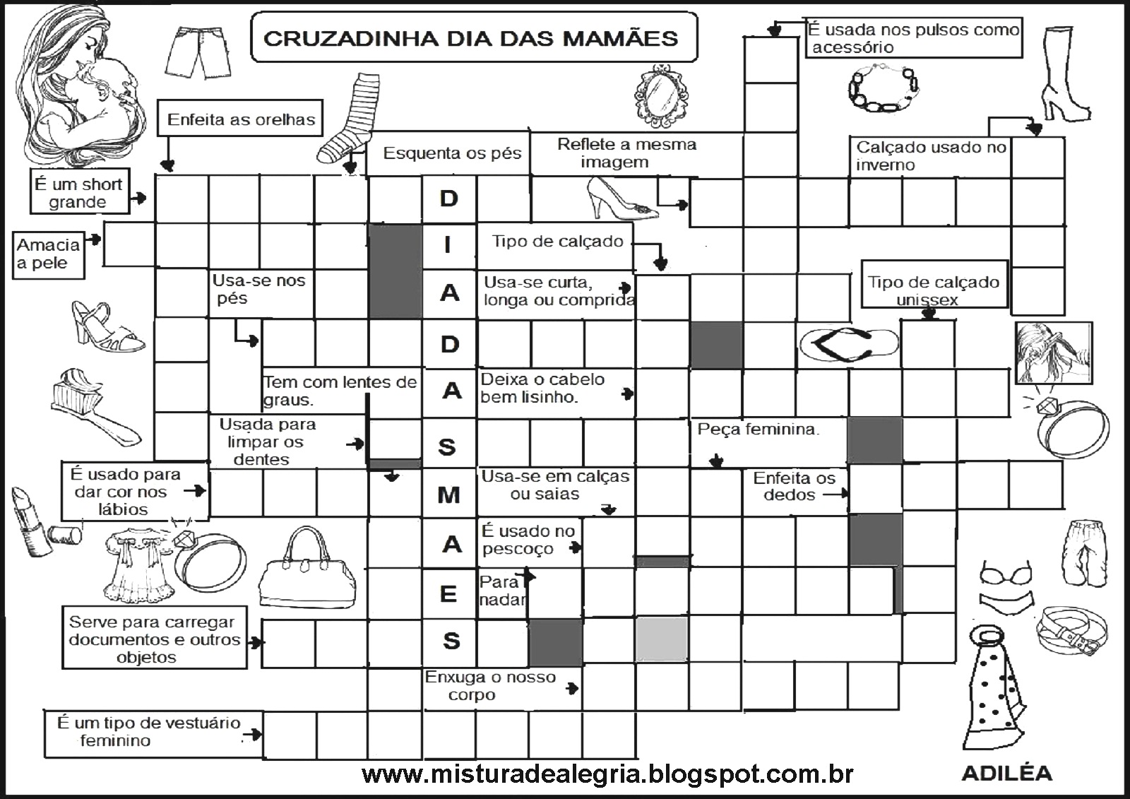palavras cruzadas temáticas infantis