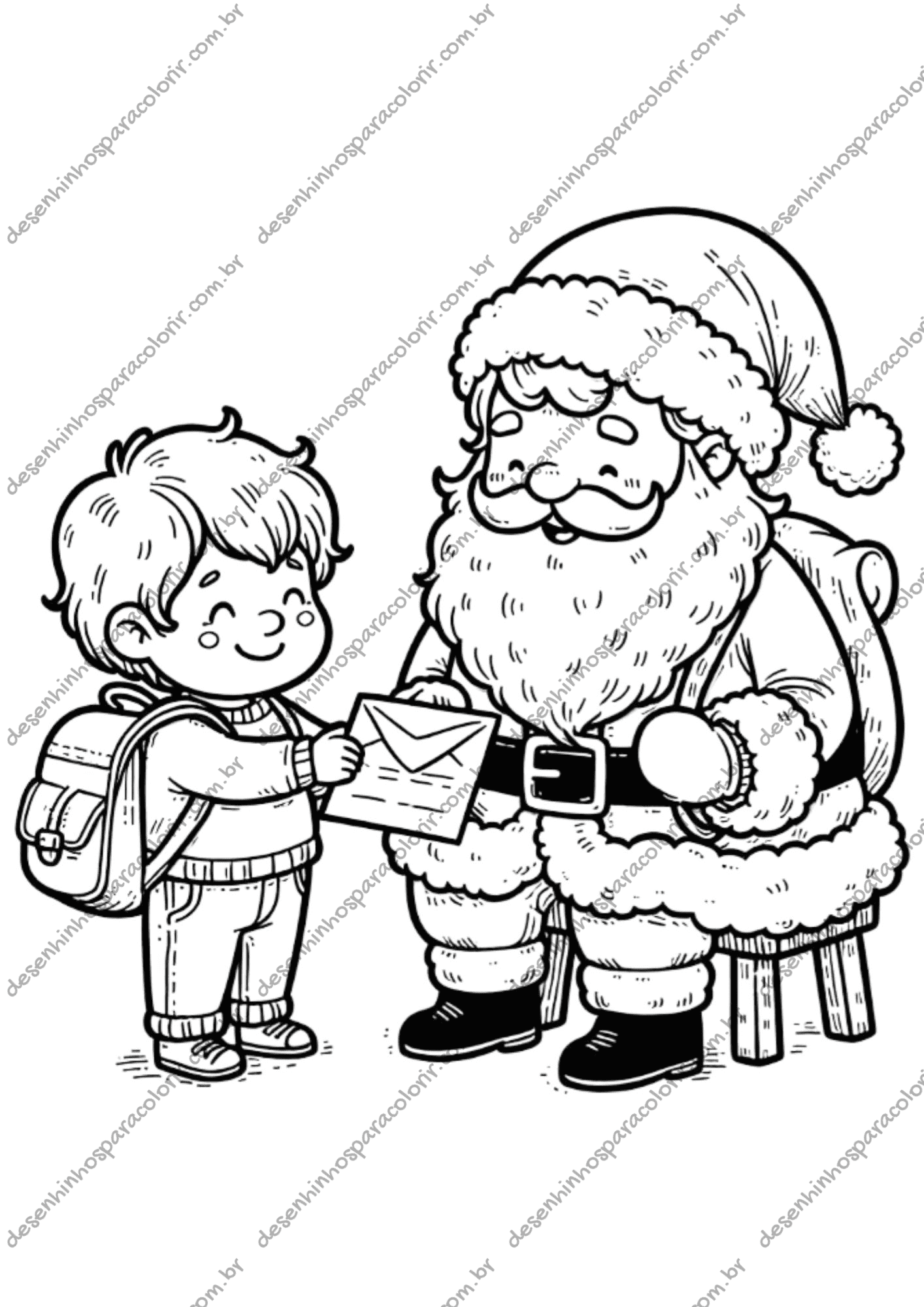 colorir papai noel fácil