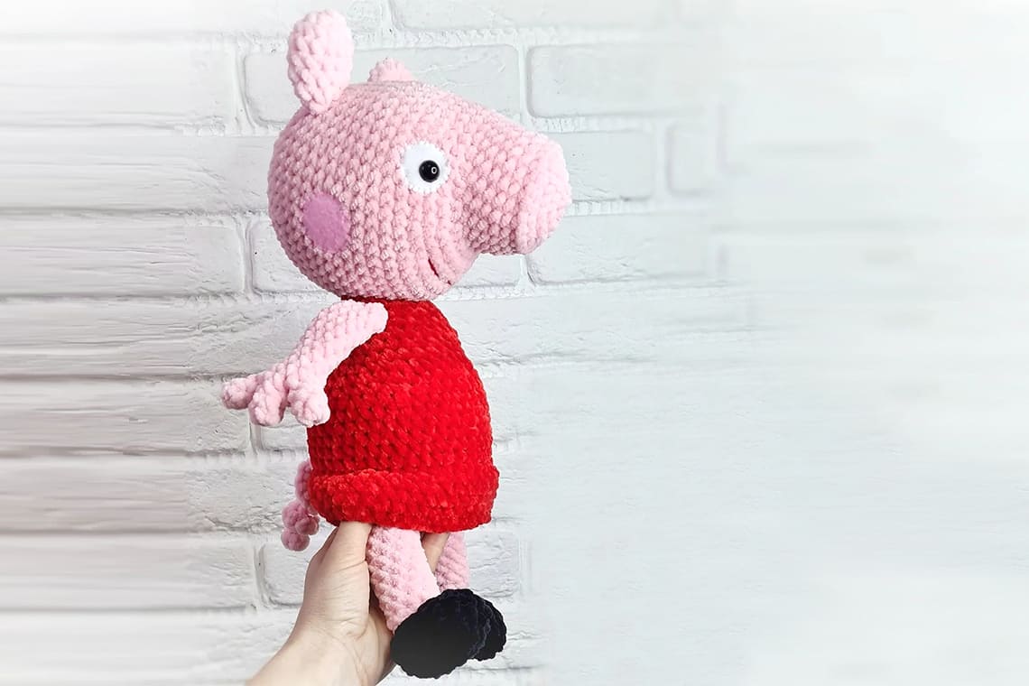 Peppa Pig boneca de crochê