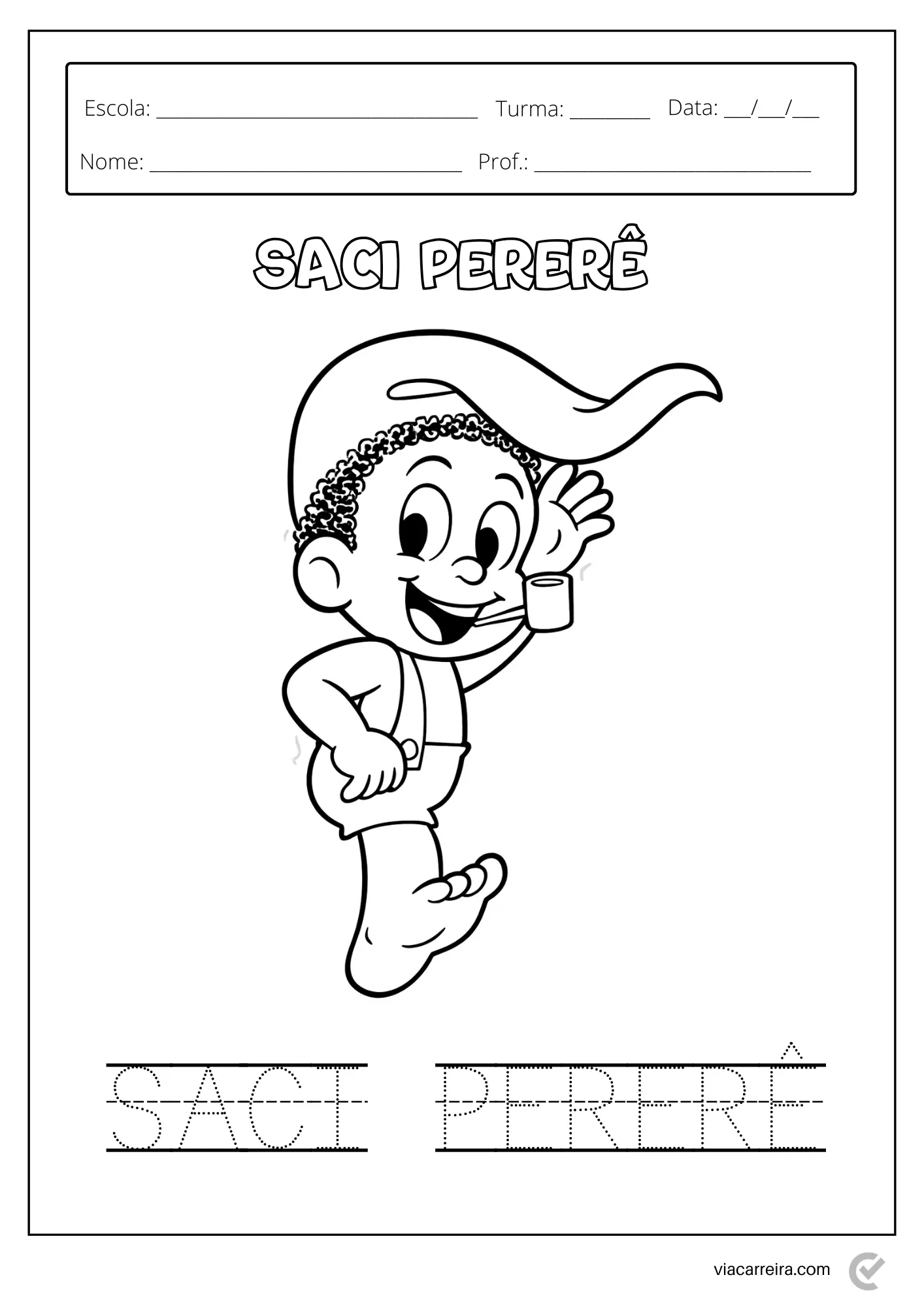 saci perere colorido para imprimir