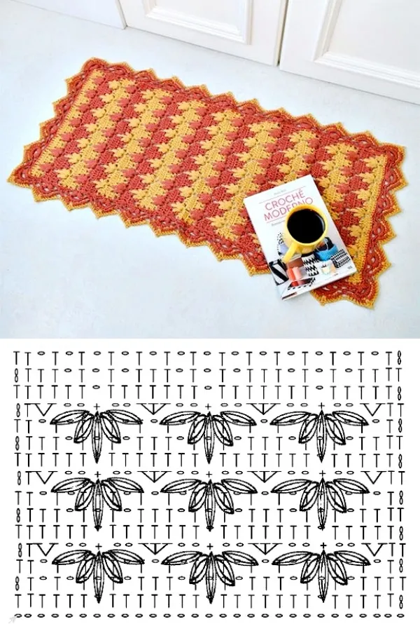 Tapete de crochê filé gráfico
