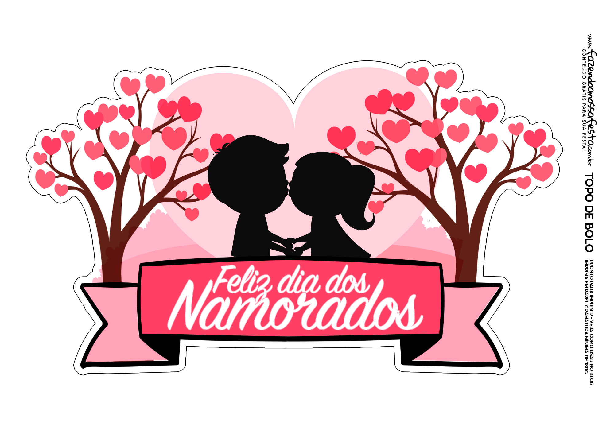 topo de bolo namorados silhouette