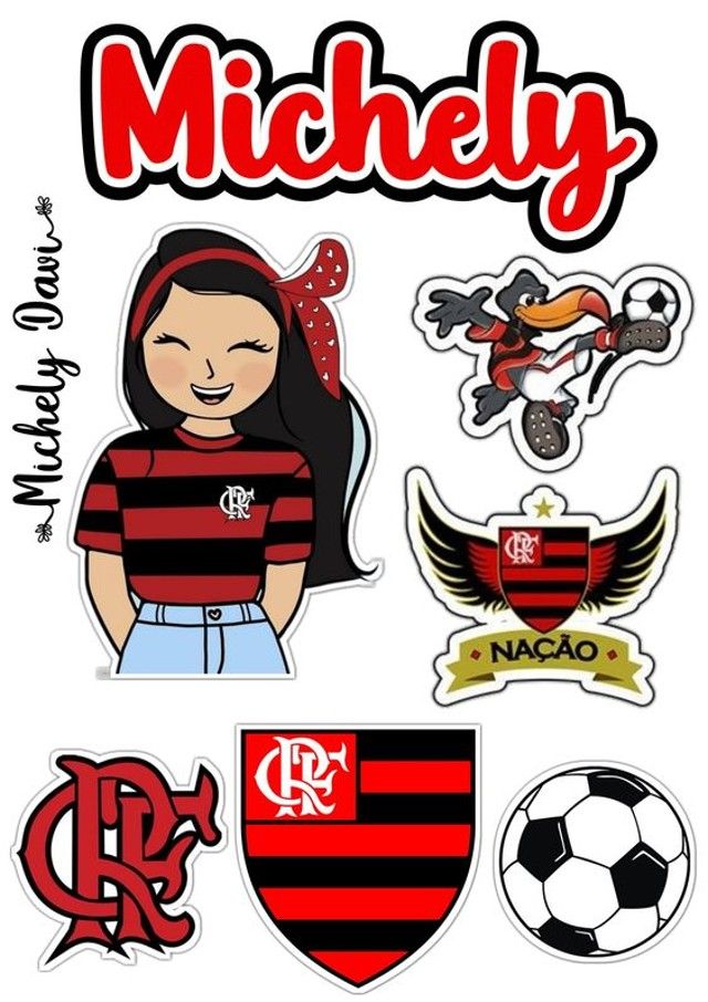 topo de bolo flamengo feminino personalizado