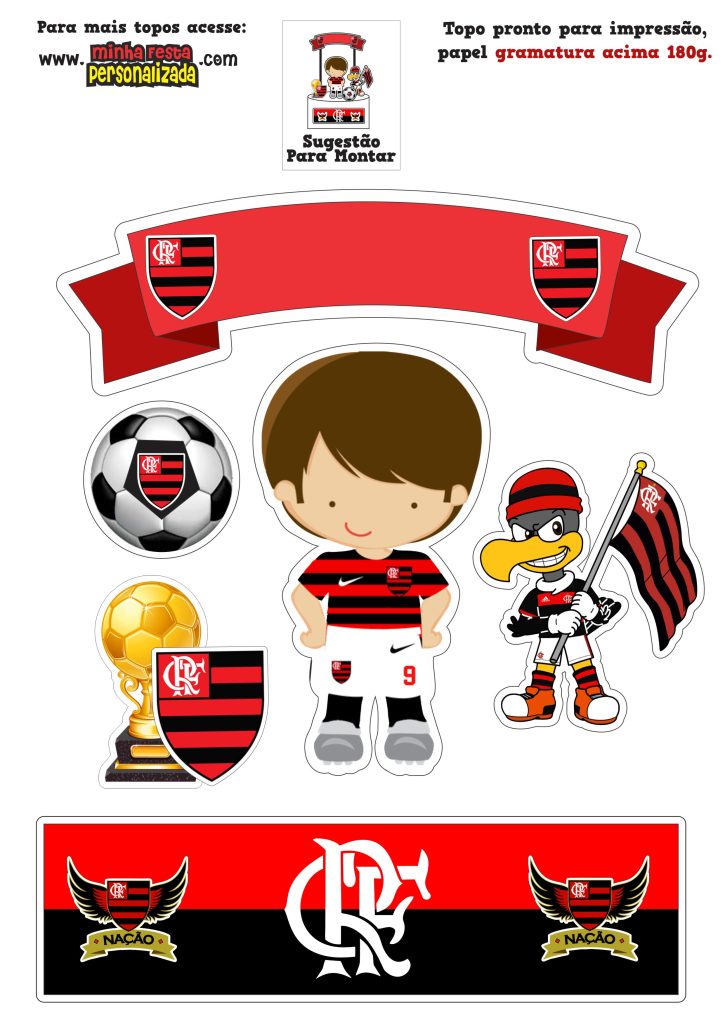 topo de bolo flamengo com nome e idade