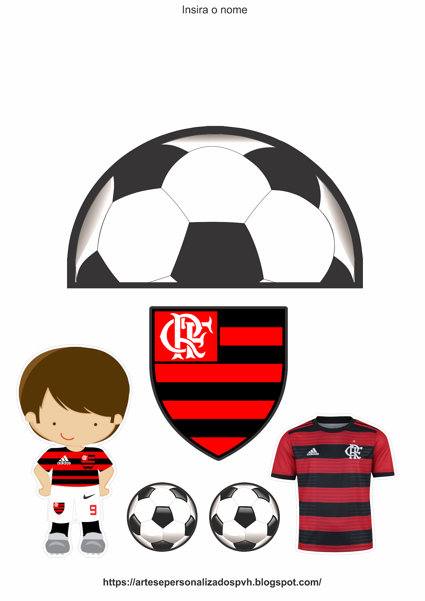 topper de bolo flamengo personalizado