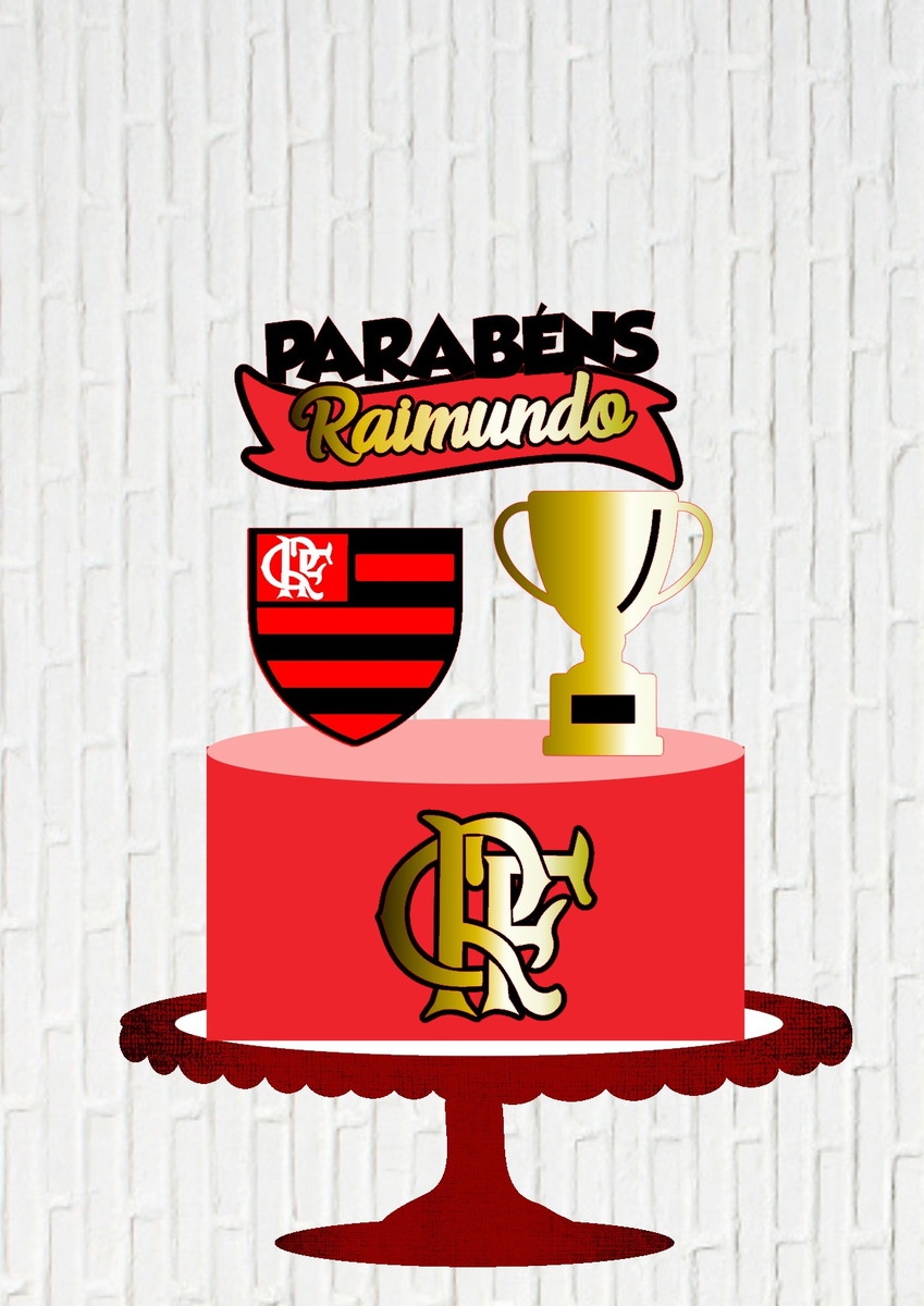 topo de bolo flamengo com nome