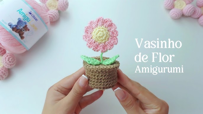 vaso de flor em crochê